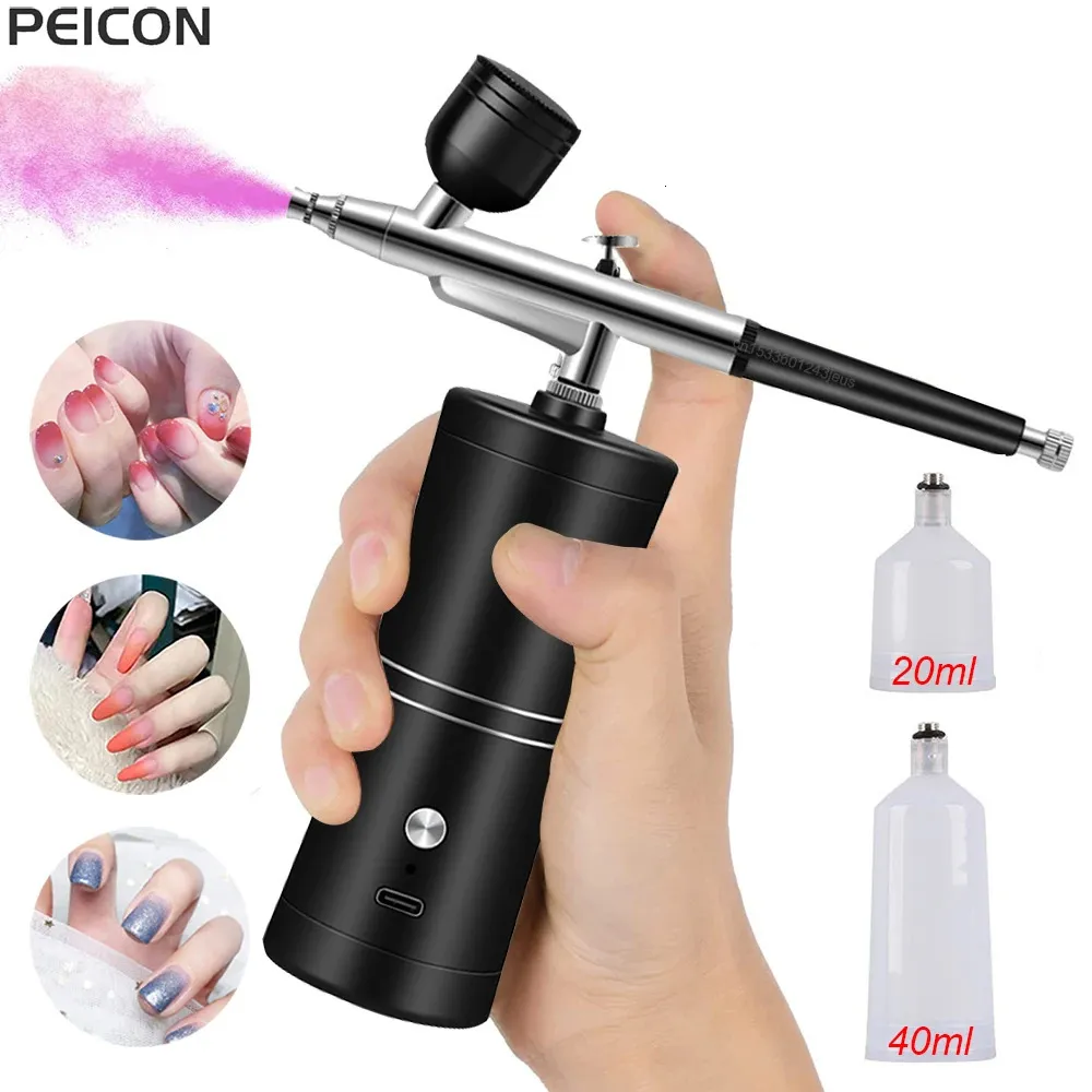 Pistolet à ongles Portable avec compresseur pour le processus de peinture de gâteaux à ongles, brosse à air, compresseur de peinture pour nail art 240113