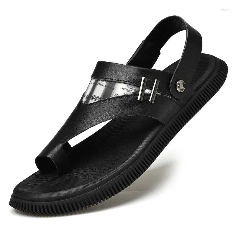 Sandalen Zomer Big Size Herenmode Echt leer Casual mannelijke schoenen Hoge kwaliteit Outdoor Zachte ademende strandslippers