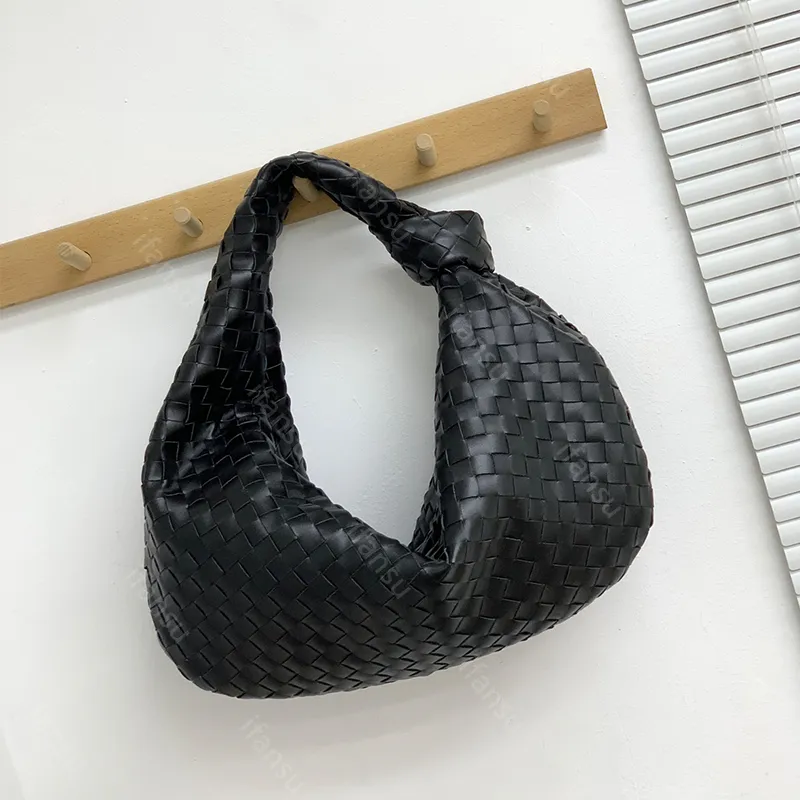 Leather Women's Fashion Knot Handbag Weaving Classic Versatile Underarm Shoulder Bag Hobo Large Capacity Best for Gift Minimalist Multi Color Selection B5989 Black