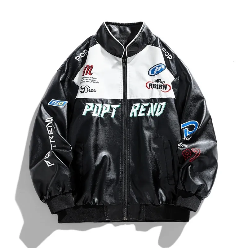 Giacca in pelle giacca da uomo tuta da motociclista alla moda giapponese giacca in pelle con colletto rialzato sensazione di fascia alta americana h 240112