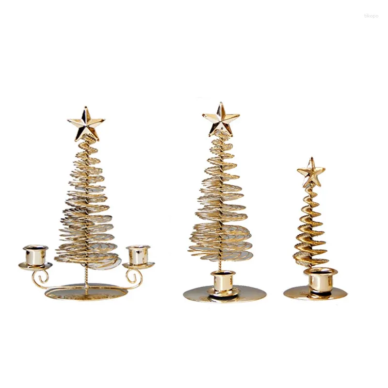 Castiçais Médio Oriente Árabe Decoração de Casa Ferro Forjado Árvore de Natal Castiçal Golden Pine Metal Holder