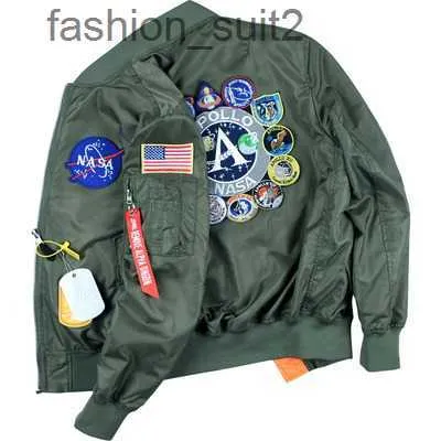 NASAジャケットフォールフライトパイロットジャケットコートブラックグリーンボンバーアポロメンNASA刺繍野球コートジッパーCPボンバージャケットメンズジャケット2 FQB0