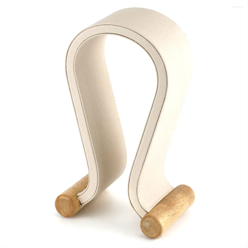 Pochettes à bijoux Support de casque en cuir Support de table Présentoir de casque pour PC Gaming Écouteurs Étagère Cintre Blanc crème