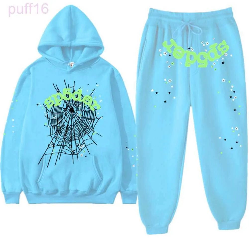 Męskie bluzy Pullover Tracksuits Y2K SP5DER SWEAT Hoodie Zestaw Kobiet Tracksuit Hip Hop Singer Spider Web Printed Sports Suit Bluza 2FMM MCA5