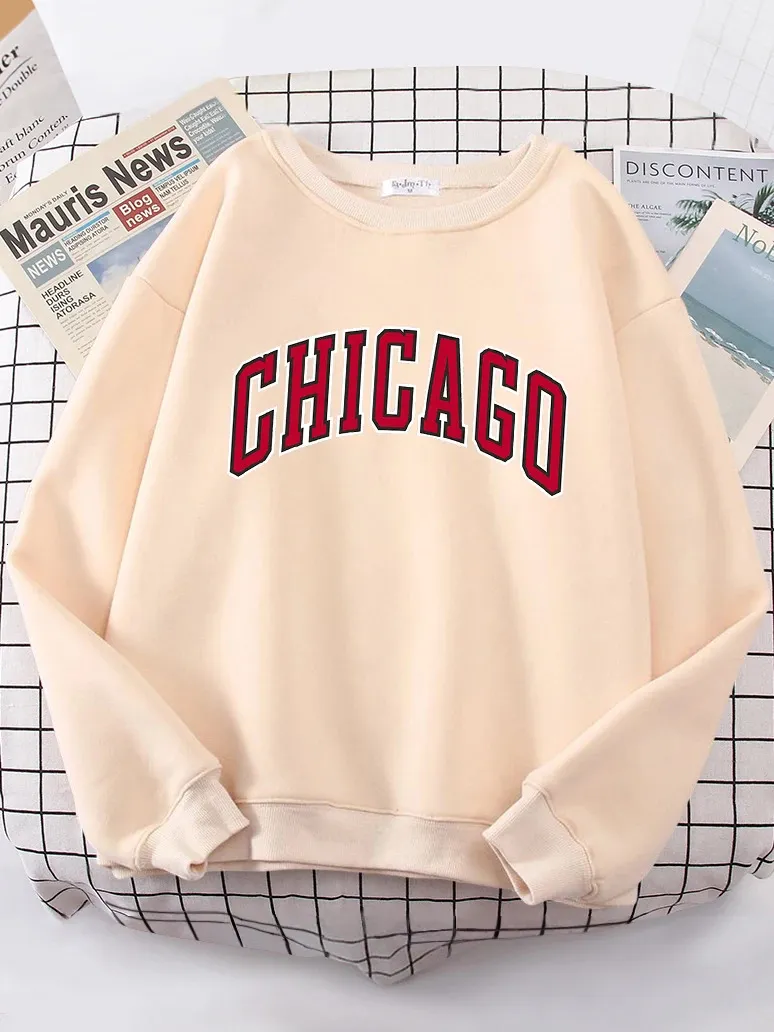 American City Chicago Hoodies Women simple S-XXL Hoodie Loose Street High Quality Sweatshirt hip hop Casual Warm Tops Female 240112