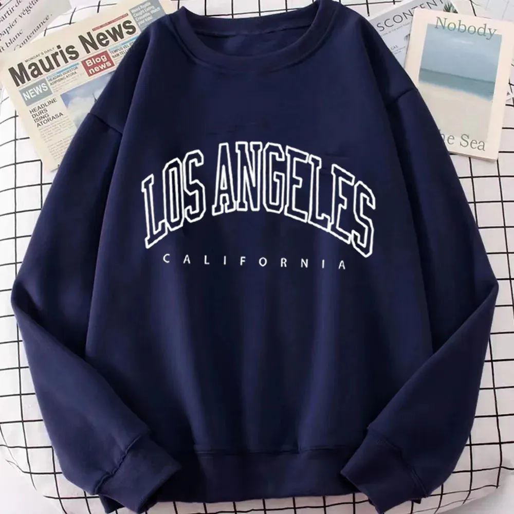 Men Oversized Sweatshirts Vintage Embroidered Los Angele Hoodies Harajuku Korean style Loose Y2K Streetwear Clothes 240112