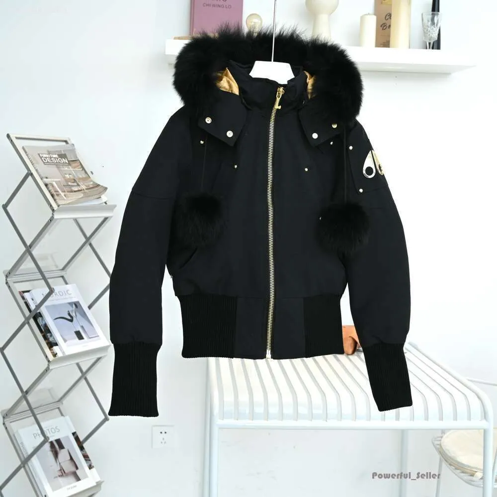 モーズ03ムーズ女性ダウンジャケット冬温かいヘビーフード付きパフファッションラグジュアリーブランドナックルショートモデルジャケットコートフォックスクーラー8857
