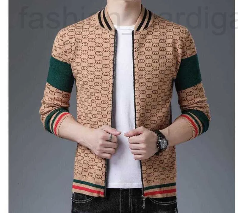 Pulls pour hommes Designer 2021 Automne Nouveaux hommes Cardigan en tricot à glissière Tide Marque Casual Col de baseball Pull à manches longues 8GP4