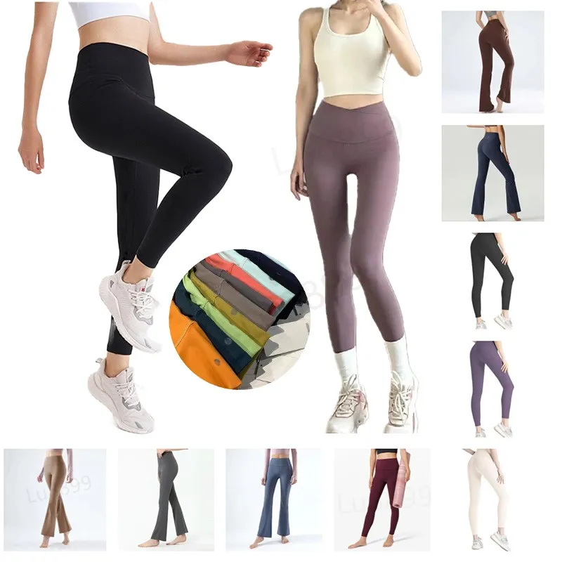 Lu Align Lulemen Femmes leggings designer Yoga aligner Lu tenues recadrées dame sport pantalon exercice fitness porter course gym slim fit aligner pantalon