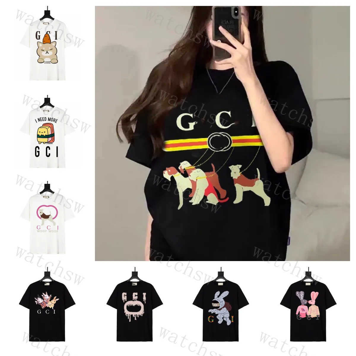 A coleção Alphabet Print Crewneck T-shirt Kawaii cria camisetas vibrantes inspiradas em anime e animais para homens e mulheres com elementos impressos ou bordados