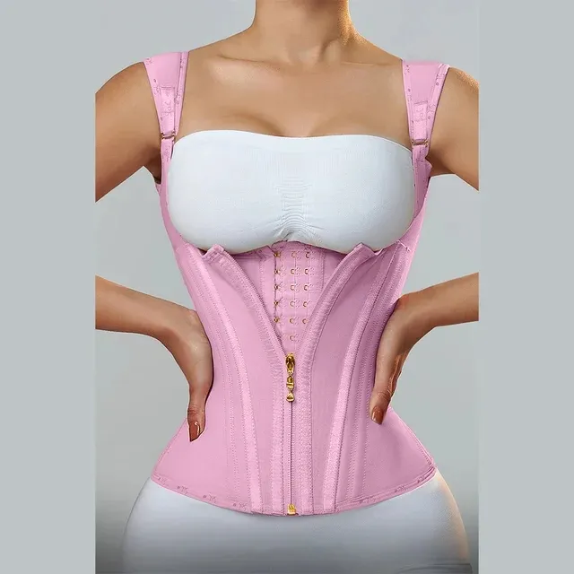 Fajas Colombianas – Corset d'entraînement à la taille à Double Compression pour femmes, avec fermeture éclair réglable en os et yeux à crochet, ventre plat modelant le corps