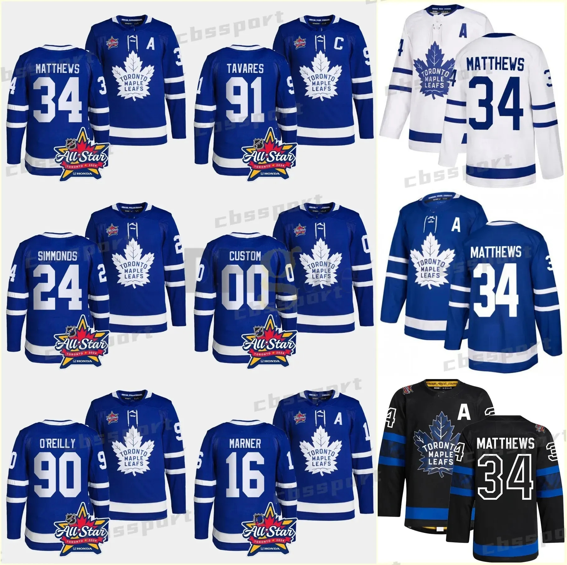 34 Auston Matthews Maple Leafs 2024 All-Star-Trikot Ryan Reaves Mitchell Marner John Tavares Morgan Rielly William Nylander Tyler Bertuzzi John Klingberg Torontos