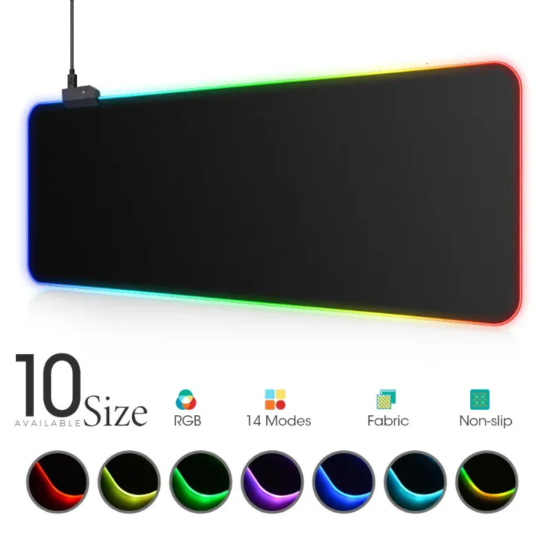 LED LID Mouse Mouse Board RGB غطاء مفتاح سطح المكتب سطح المكتب لوحة الماوس مقاوم للماء متعدد الحجم وحدة الكمبيوتر CSOLE CS DOTA 240113