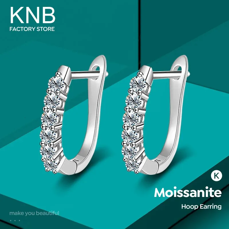 KNB Echt 01ct Hochzeit Diamant Ohrringe für Frauen Geschenk 925 Sterling Silber Huggie Hoop Ohrring Luxus Edlen Schmuck 240112