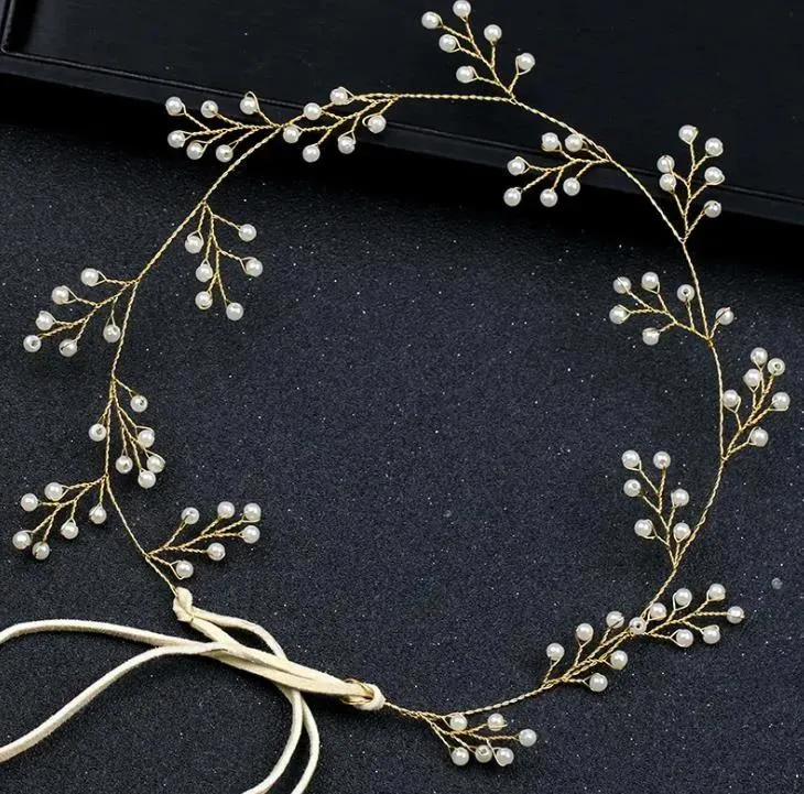 Headpieces Handmade jewelry selling pearl hair with simple golden headwear wedding accessories accessories for brides