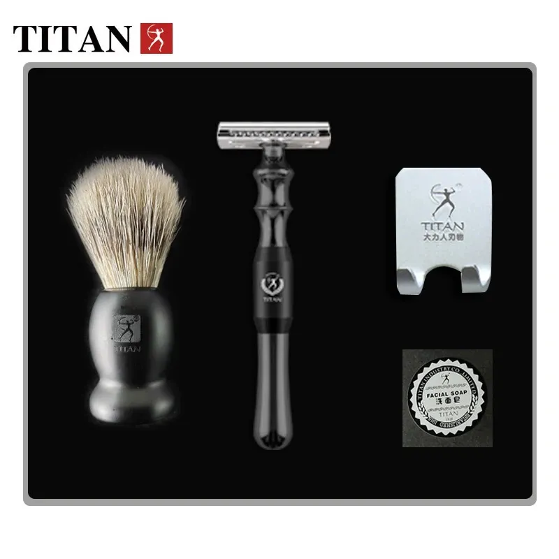 Titan lame de rechange rasoir manuel rasoir double bord kit de sécurité étagère à savon de rasage 240112