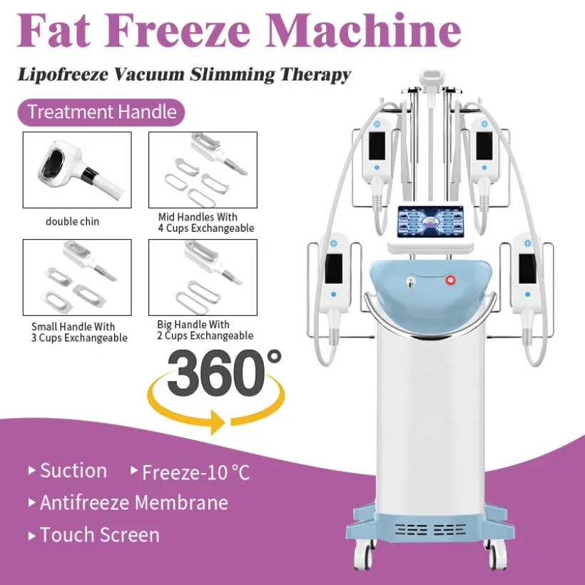 5ハンドルCryolipolysis Slimming Freezing Fat Machine Lipo Laser Cavitation RF Cell 360 Cryo真空バットリフティングCE承認