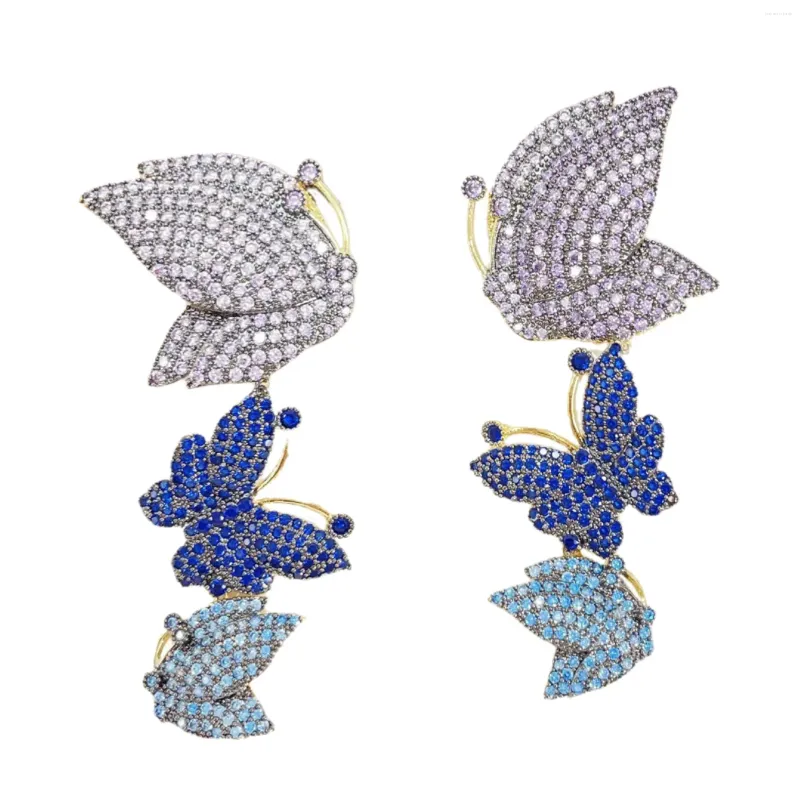 Orecchini pendenti EVACANDIS Farfalla di cristallo Colorato fatto a mano Placcato oro Goccia per donna Zircone S925 Ago in argento sterling