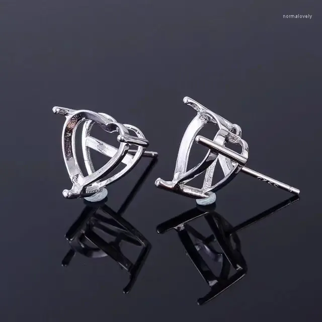 Boucles d'oreilles à clous en argent 925, plateau de boucles d'oreilles en forme de cœur, prévention des allergies, lunette Sterling, paramètres de goujons à broches pour bijoux à faire soi-même