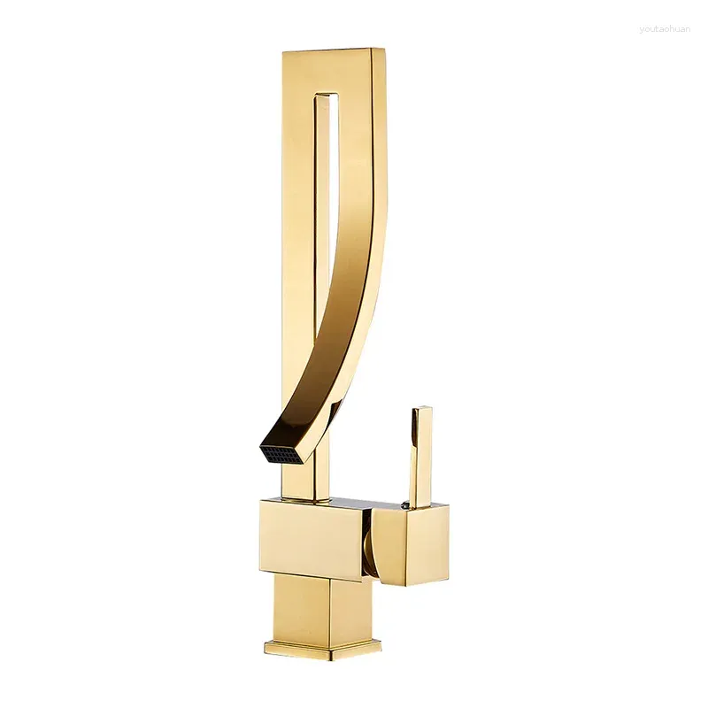Bathroom Sink Faucets Creative Rotatable Golden Basin And Cold Faucet Modern Kitchen Waterfall Accessories