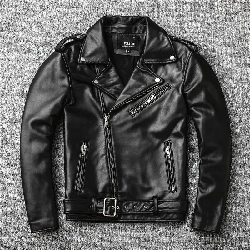 Genuine Leather Perfecto Jacket For Men 100 Natural Sheepskin Slim Fit Motorcycle Coat From Pong02 113.54 DHgate.Com