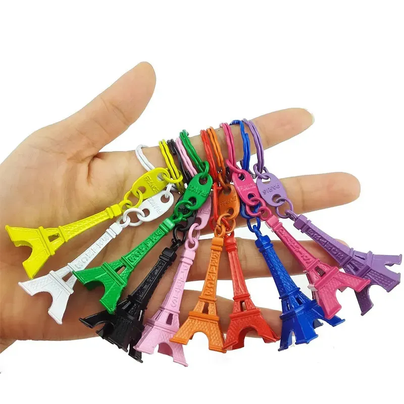 50st Paris Eiffel Tower Keychain Mini Eiffel Tower Keyring Candy Color Key Ring 10 Färger 240112