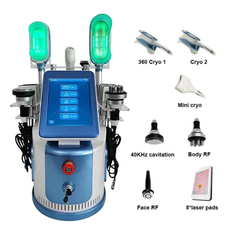 Professional 360 Cryo Cryolipolysis Machine 40K Cavitation Fat Freezing RF Body Slimming Machine For Double Chin670