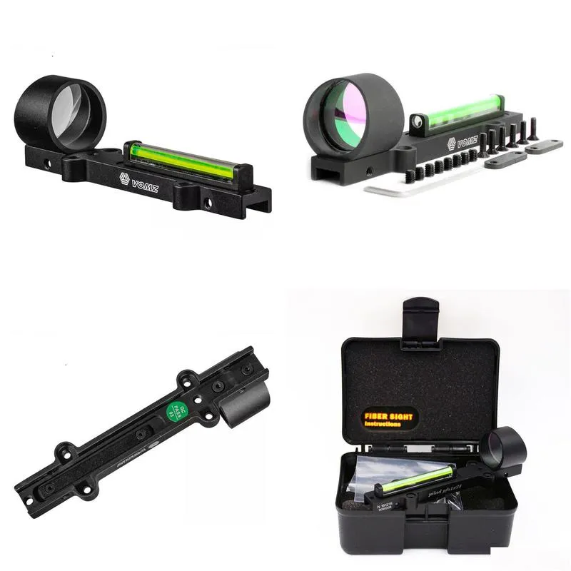 Vomz 1X28 Red Green Fiber Optic Sight Dot Collimator 11Mm Rail For Shutgun Hunting Scope Drop Delivery