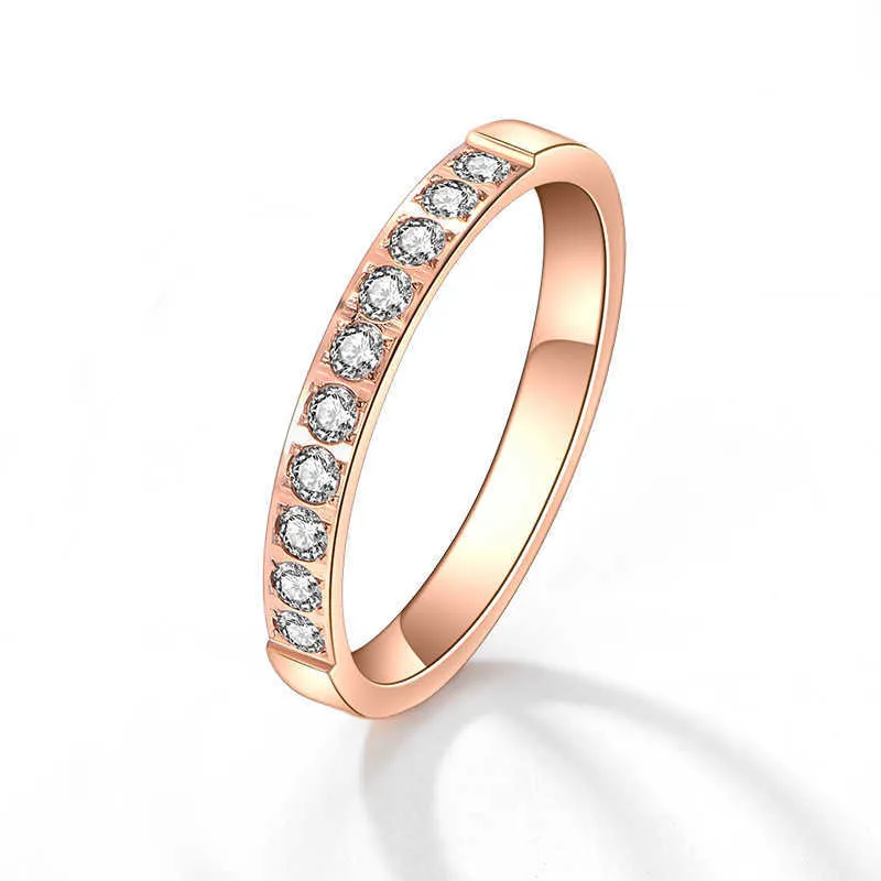 2024 New Age Sieraden Designer Bandringen Stijlvol en minimalistisch Titanium Staal Micro Ten Diamond Rose Gold Niet-vervagende wijsvingerring voor dames