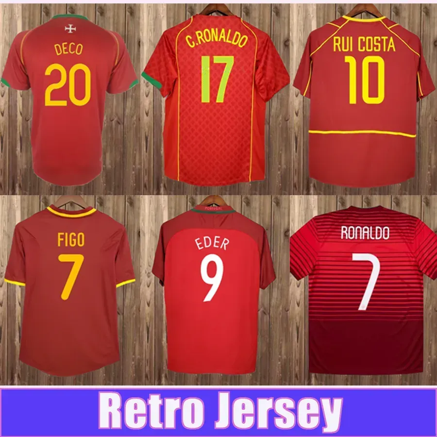 1998 1999 Portugal RUI COSTA FIGO Mens Retro Soccer Jerseys 10 12 NANI R. MEIRELES DECO EDER Home Red Away Camisas de futebol brancas