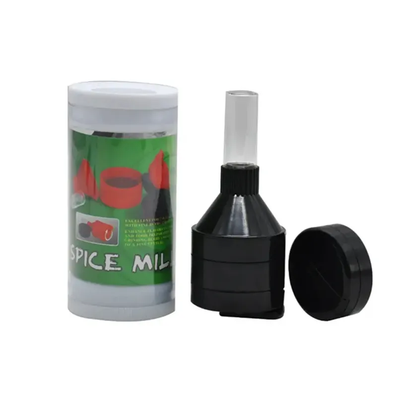 mini 43mm plastic handle herb grinder with gift box crank tobacco spice mill grinders smoking accessories