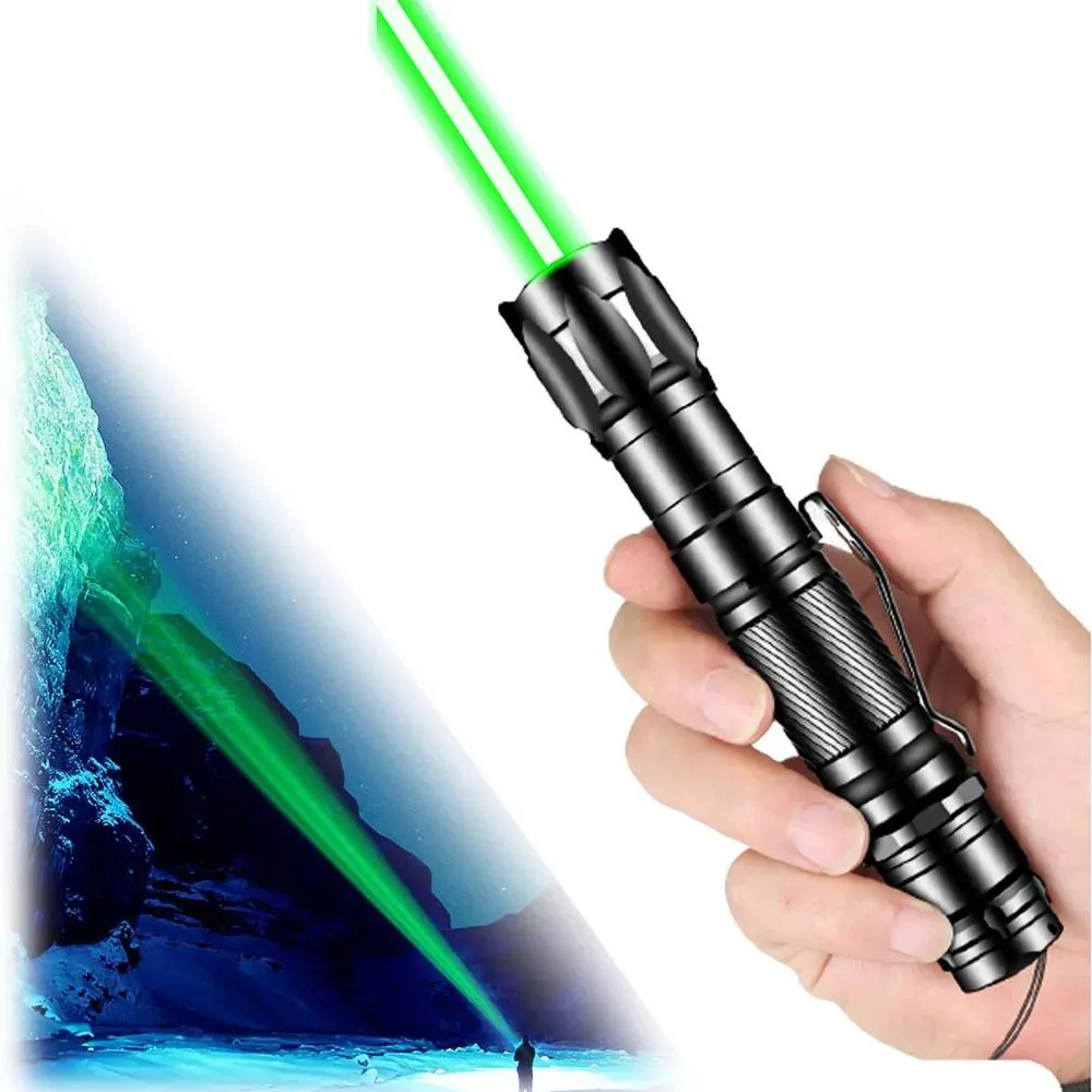 Pekare Green Laser Tactical 10000m Laser Pointer2 i 1 löstagbar lamphållare Synlig fokus Fokuserbar laserfackla för jakt