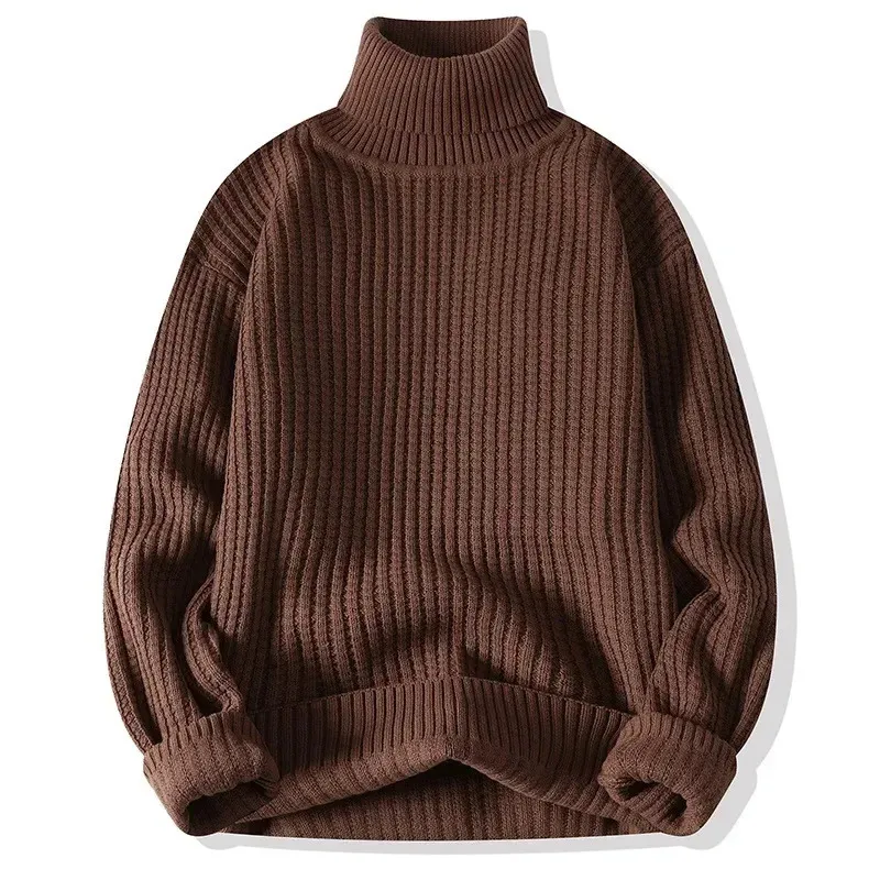 Mens Autumn and Winter Warm Business Slim Fit Half High Collar Thickened Sweater 240113