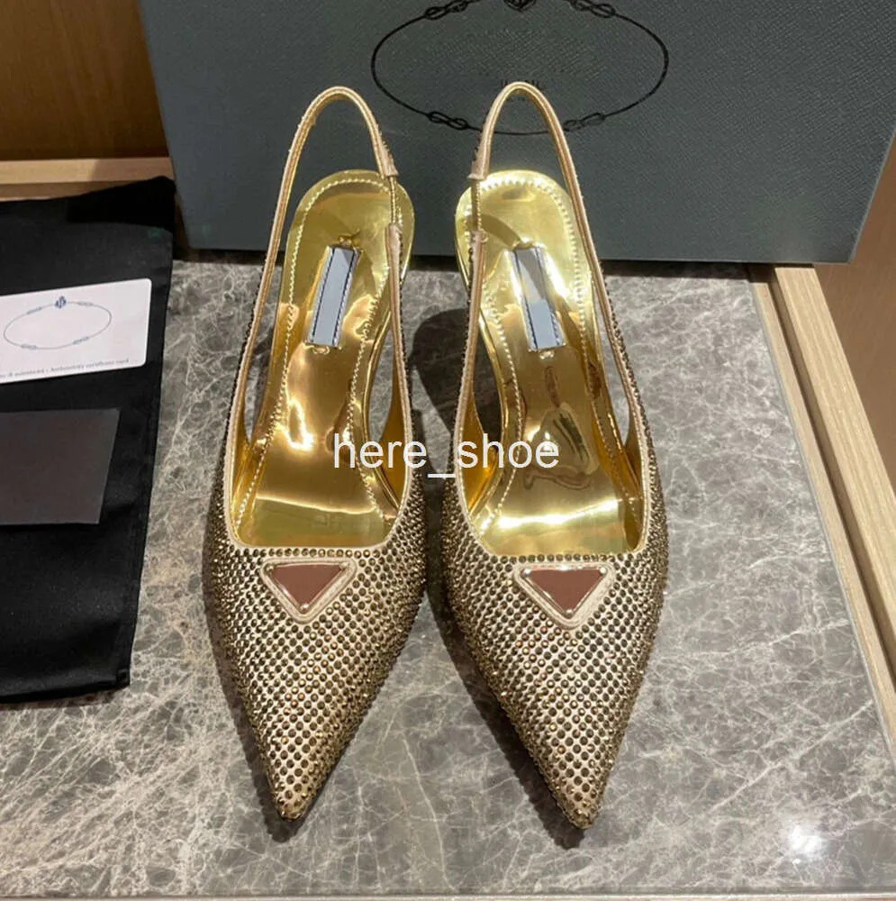 satin insert rhinestone Slingbacks pumps Mirror leather Pointed toe Cone Heel stiletto Heels sandals women's Luxury Designer Dress Evening shoes Sizes 35-40