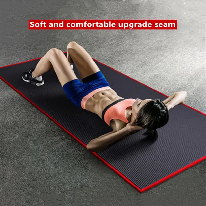 10mm nonslip yoga mat 183cm61cm厚いNBRジムマットスポーツ屋内フィットネスピラティスパッド240113