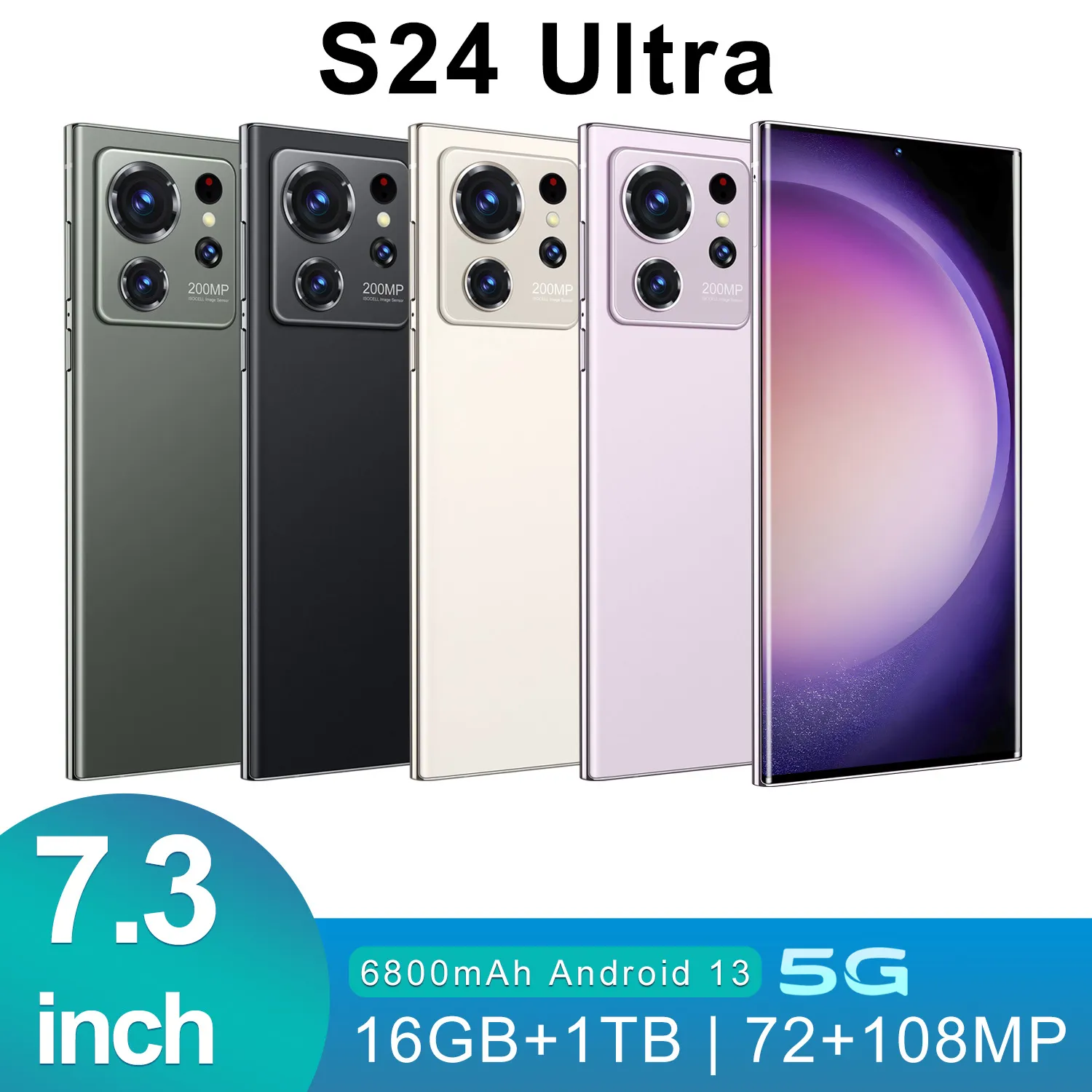 2024 Neues S24 Ultra 7,3-Zoll Cross-Border 3 64G unterstützt schnell aufladendes Android-Smartphone