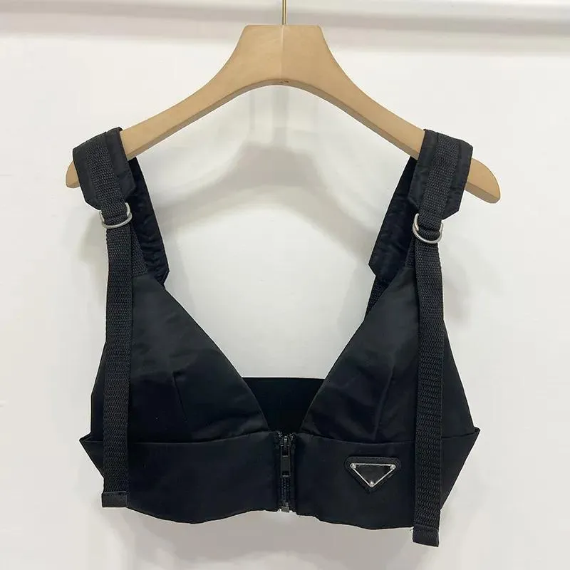 Camis Sexy femme réservoirs sous-vêtements métal Triangle Badge profond V Denim fronde bustiers Cowboy Nylon vêtements SML