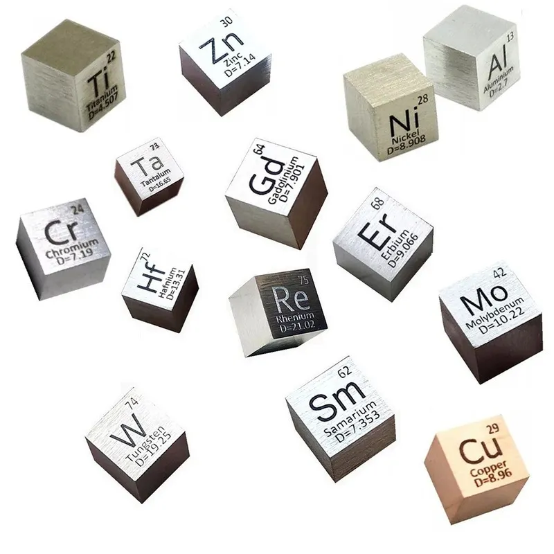 10mm Element Cube Tungsten Copper Titanium Aluminum Carbon Zinc Tin Nickel Molybdenum Chromium Iron Bismuth Chromium Niobium Holmium Tantalum Vanadium Indium