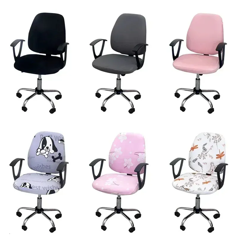 1 Set Gaming Chair Covers Elastic Office Chair Covers Lift Removable Computer Armchair Slipcover Rotating Stool Seat Protector 240113