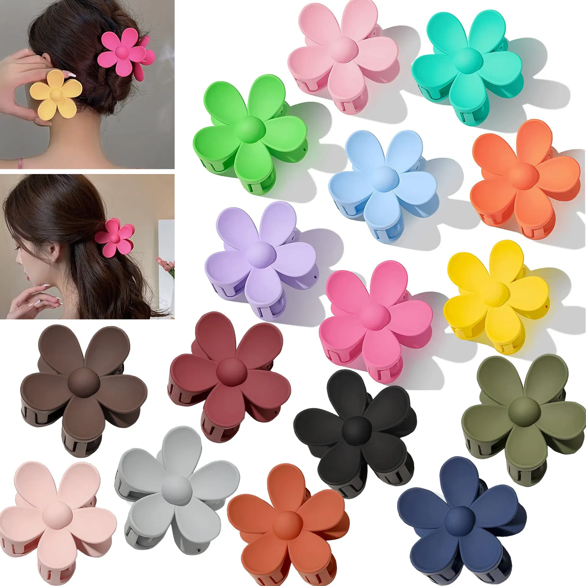 Fashion Women Girl Plastic Hair Claws Ribbon Crab Clamps Charm Solid Color Flower Shape Lady Small Hairs Clips Headdress Hair BJ