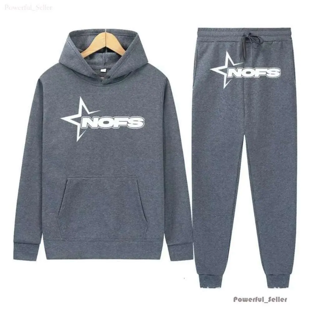 Herrhoodies NOFS Hoodie Set Autumn/Winter Cotton Hip Hop tröja tryckta byxor och kvinnors hoodoe par 9795