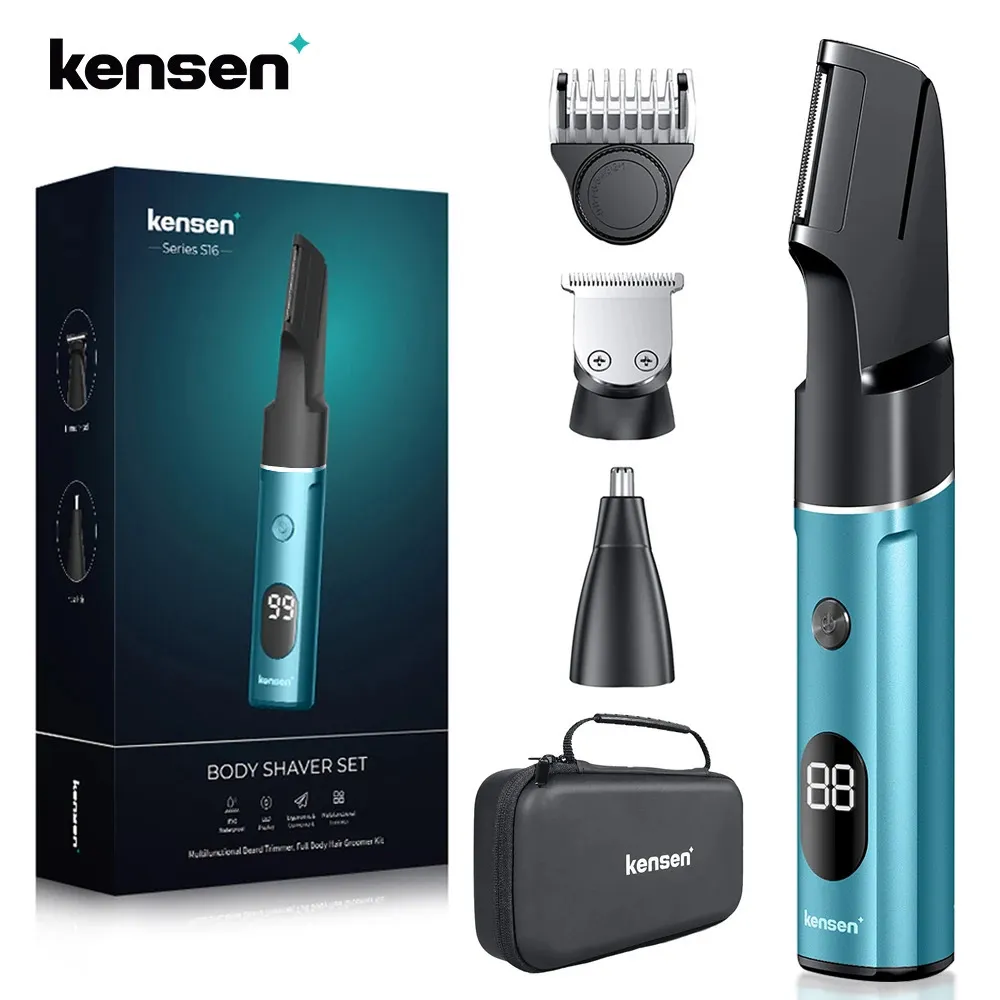 Kensen S16 Professional 3 In 1 Body Hair Removal Kits For Men Cutting Machine Beard Shaver Waterproof Electric Clipper 240112