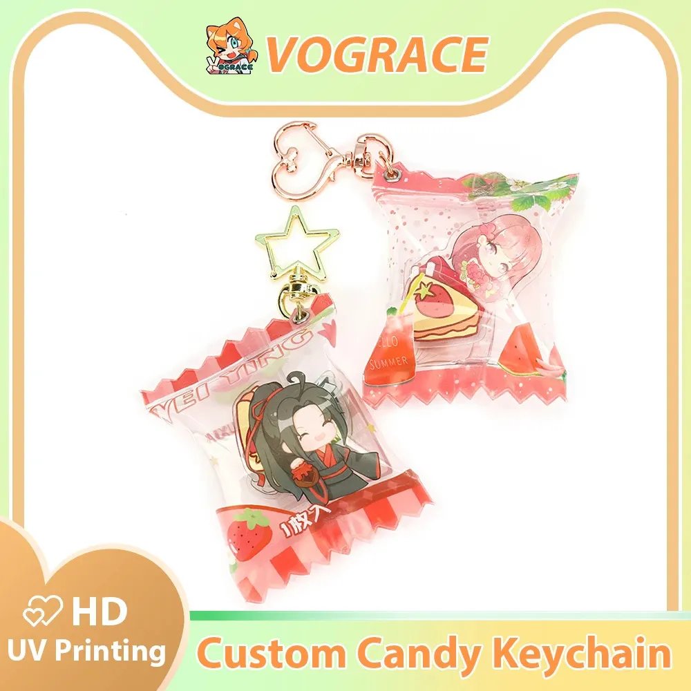 Vograce Custom Candy Keychain Personalized Acrylic Shaker Key
