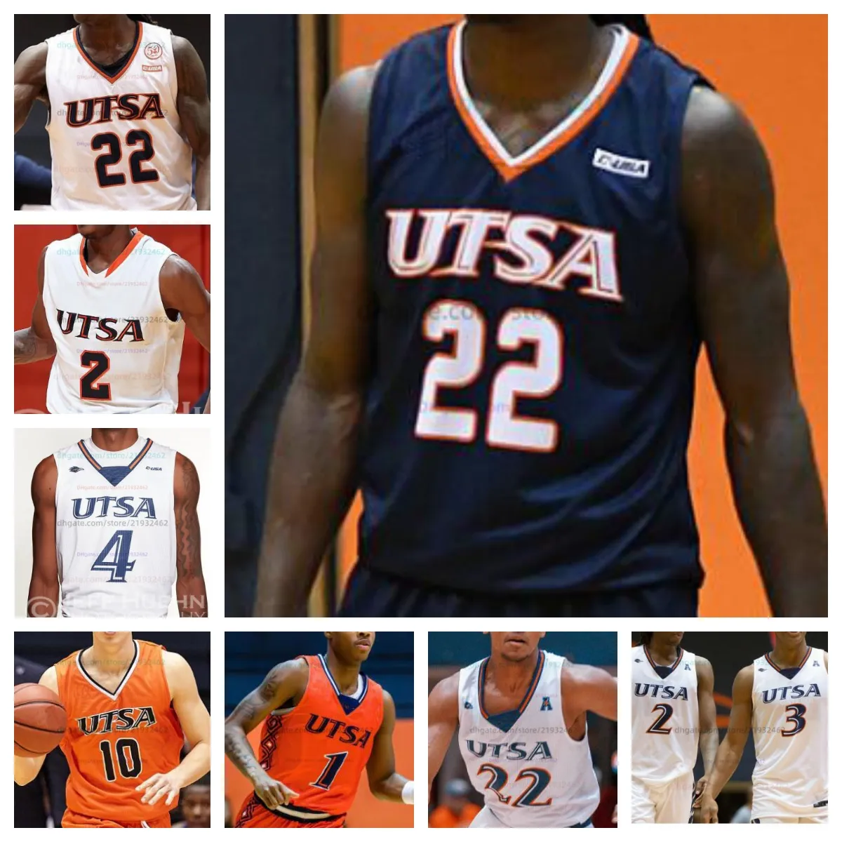 Maillot de basket-ball personnalisé UTSA Roadrunners Maillot cousu NCAA N'importe quel numéro de nom Hommes Femmes Jeunes brodés 22 Christian Tucker 0 Nazar Mahmoud 3 Trey Edmonds