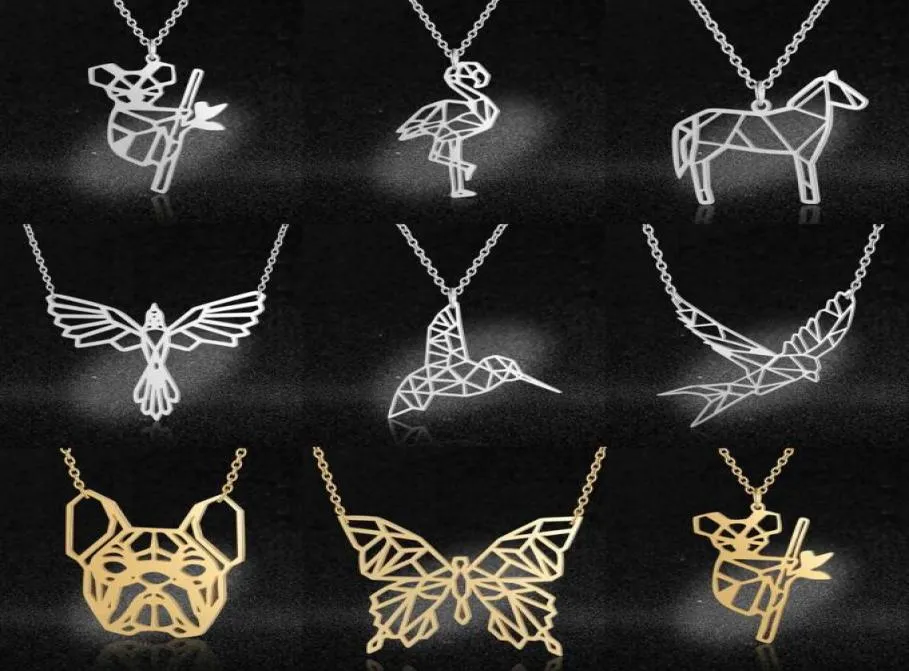 KOALA PENDAT Naszyjnik cały motyl ze stali nierdzewnej Phoenix biżuteria morska mewę kolibra flamingi naszyjniki z drop6655456