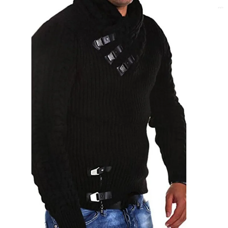 Suéteres para hombre Moda de invierno Suéter de manga larga Cable Botón delgado Diseñador Chaqueta de punto Jerseys de cuello alto Tops para hombre
