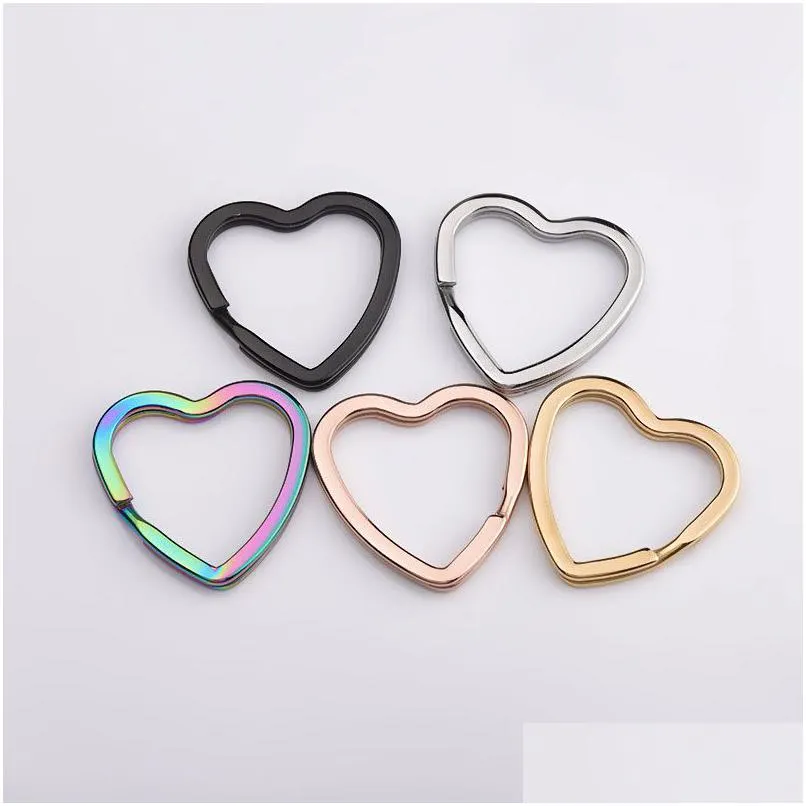 Rainbow Heart Gold Sier Color Keychains Metal Key Chain Ring Split Rings Uni Keyring KeyFob Holder Accessories Diy Drop Delivery DHH5I