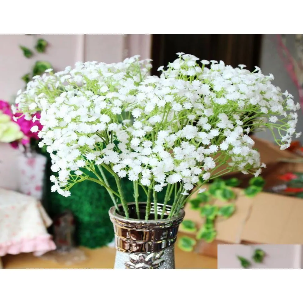 Decorative Flowers Wreaths Pretty 10Pcslot Gypsophila Baby039S Breath Artificial Fake Silk Plant Home Wedding Decoration 549864638 Dhjoi