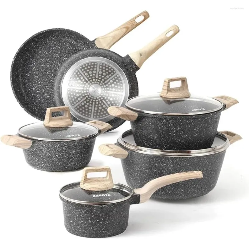 Cookware Sets Carote Nonstick Granite 10 Pcs Stone Set Non Stick Frying Pan Pots And Pans