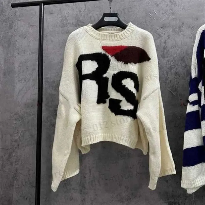 Męskie swetry 2023FW Raf Simons RS SWEATER MĘŻCZYZN KOBIETA 1 TOPOWAJĄCA KOCHA KOSZYSTWA OKRESKA SKRITA BLEINTY N34